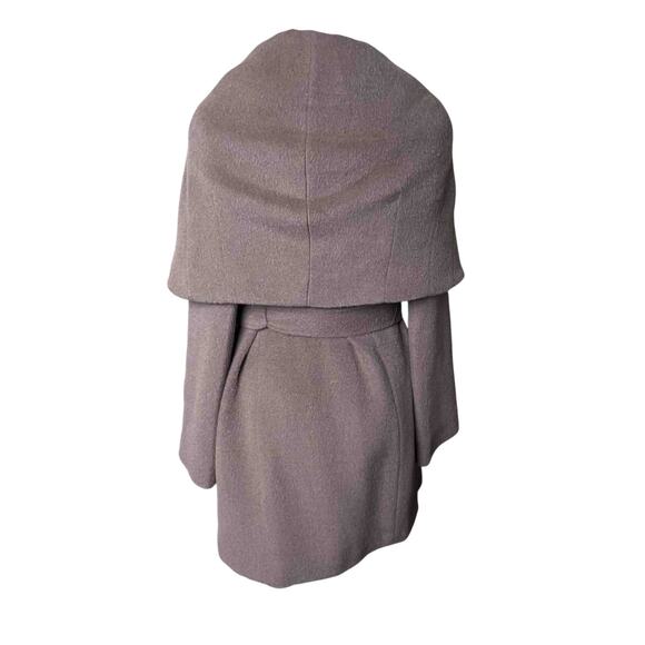 Elie Tahari Belted Wrap Coat Brown Size M Shawl Collar Wool Alpaca Blend Preppy - Picture 4 of 13